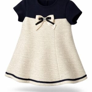 Φόρεμα άσπρο και μαύρο με φιόγκο