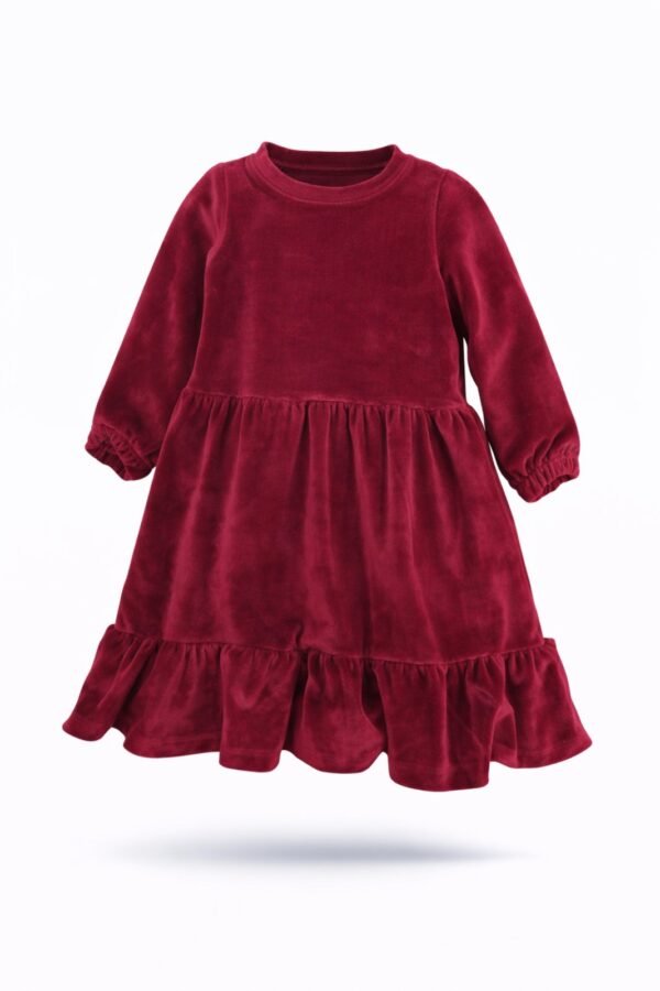 Βελούδινο μπορντό φόρεμα (1-8 ετών) RED24